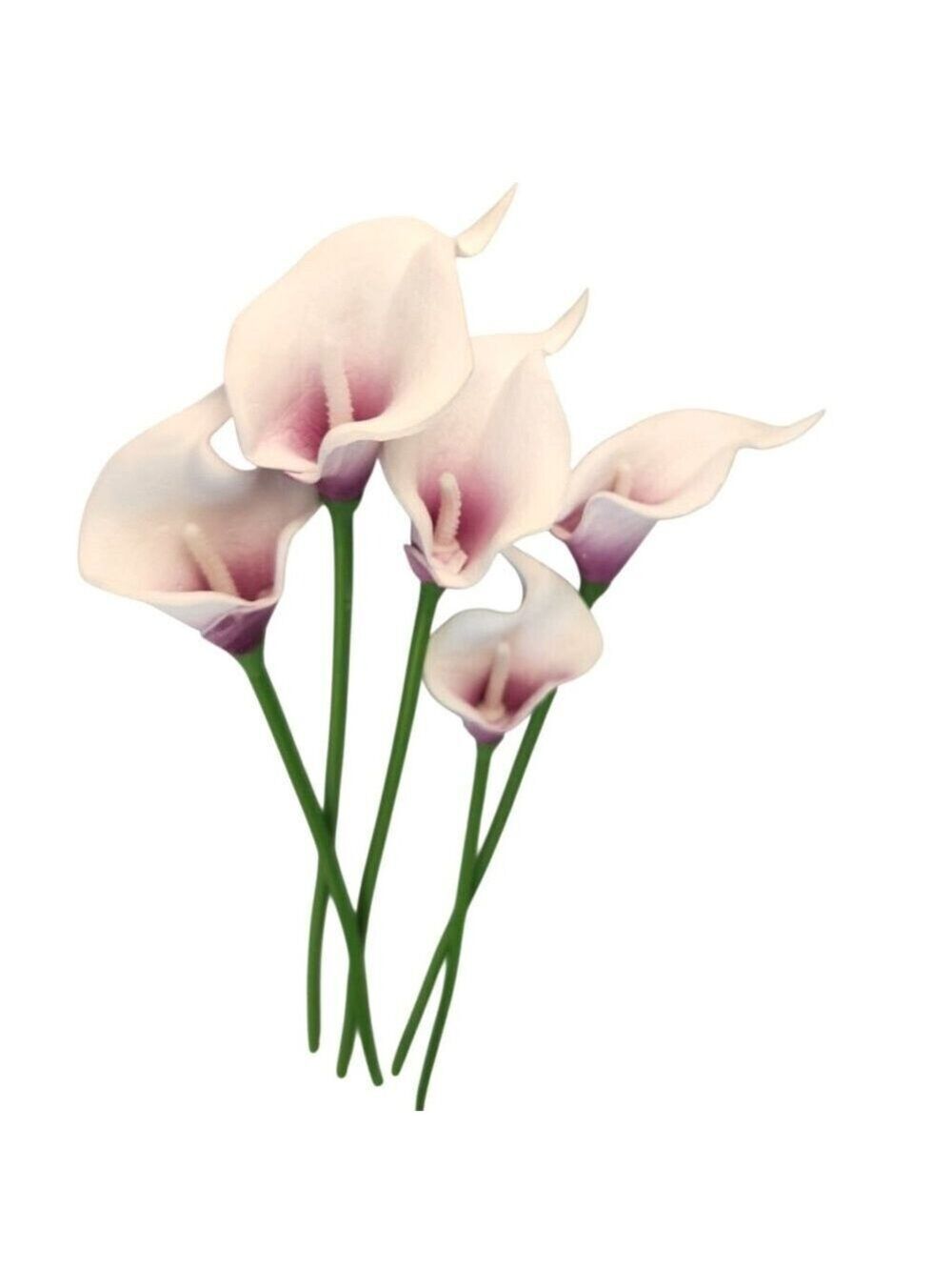 Lavender Purple and White Faux Calla Lily Stems 15 Inch Wedding Artificial Flowe
